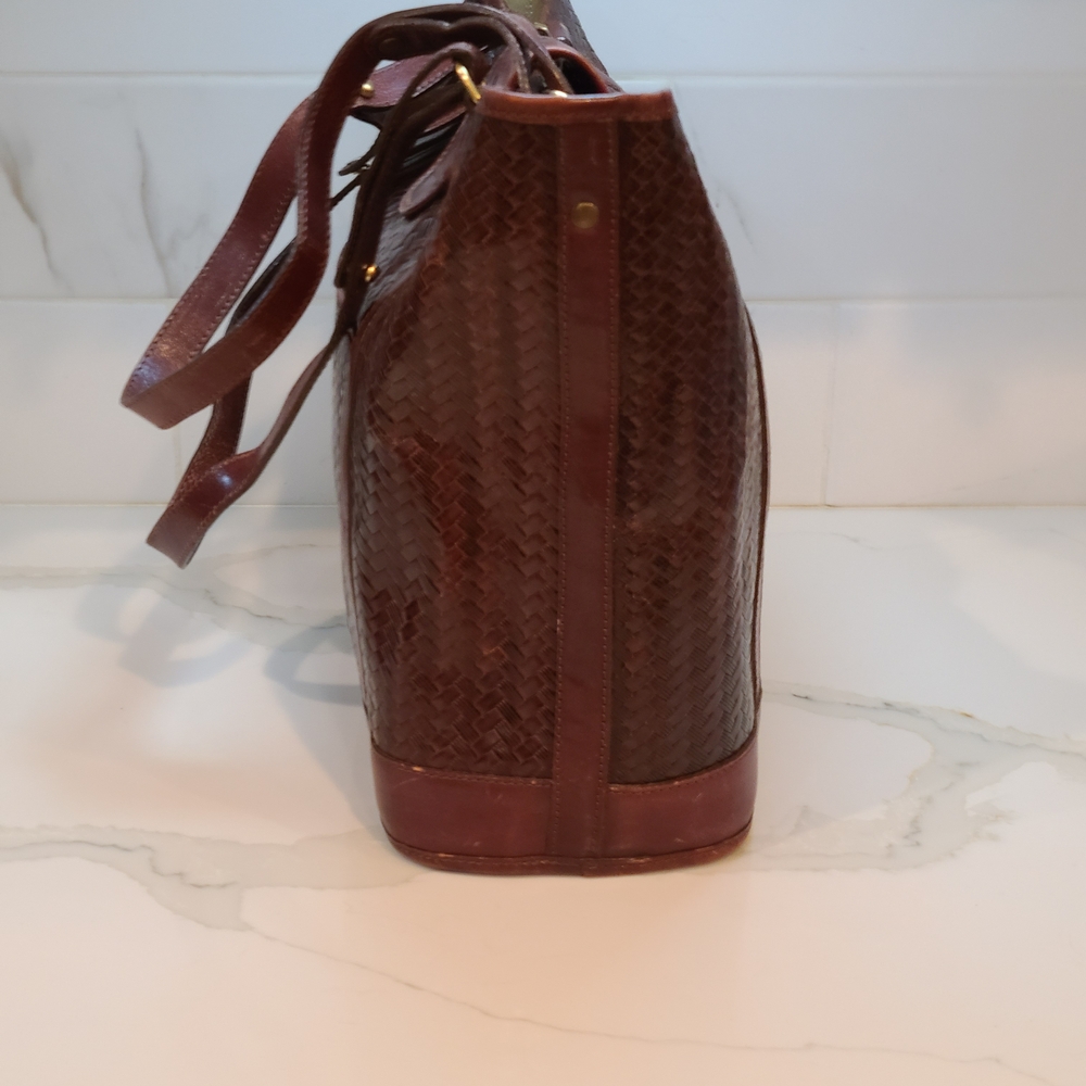 Brahmin Vintage Dark Brown Leather Tote - Picture 8 of 13